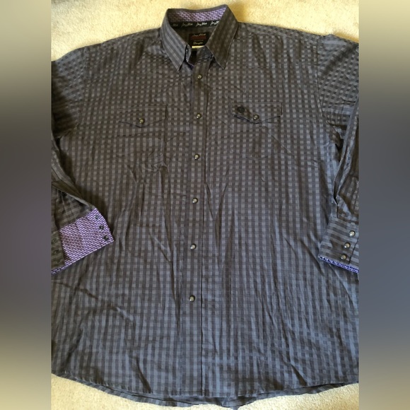 🤠WRANGLER Troubadour Western Snap Button Down Dress Shirt Size XL Grey & Purple - Picture 4 of 7